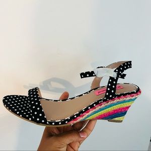 Betsey Johnson Pima Ankle Strap Wedges Sandals